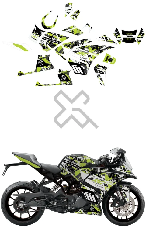 Rapid Riders Edition Full Body Sticker Compatible with KTM RC 125/200/390 | Printed In Premium Matte Vinyl With FPF(Fade Protection Film), Water Proof, Precut Sticker, Pack Of 1 Compatible with Both Side